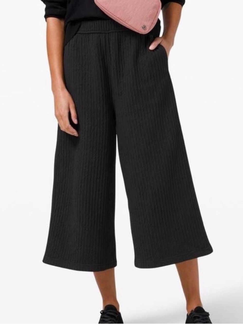 Lululemon Textured Wide-Leg High Rise Cropped Pant- Charcoal